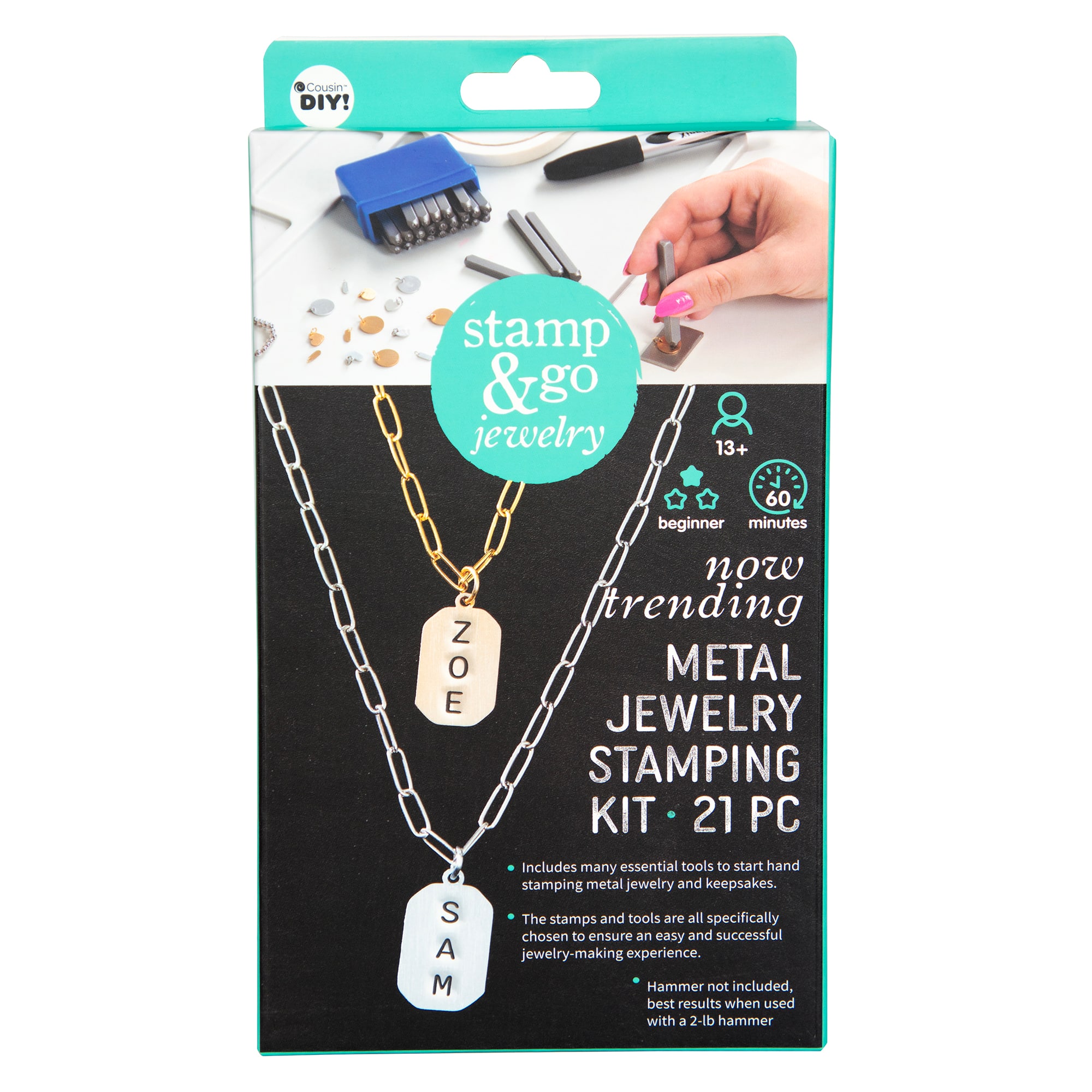 CousinDIY Stamp & Go Jewelry Metal Jewelry Stamping Kit